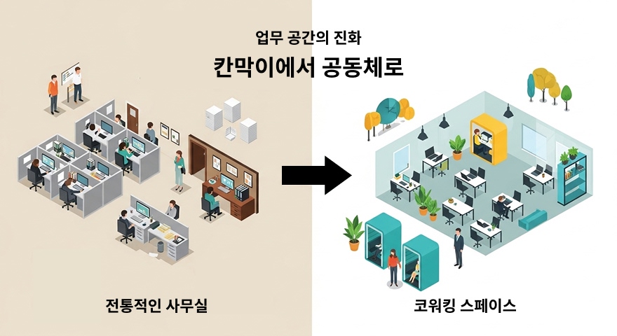 공유경제의 확산은 소유 중심의 전통적 오피스 개념을 서비스 중심의 유연한 공간으로 변화시켰습니다.
